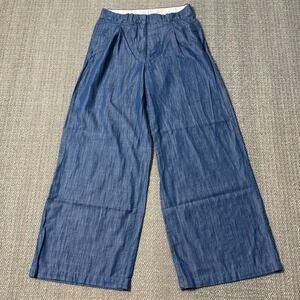 Tommy Hilfiger Chambray Wide Leg‎ Flared Pleated Pants Blue Womens Size 4